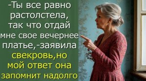 Ты все равно растолстела, так что отдай мне свое вечернее платье,  заявила свекровь, но мой ответ