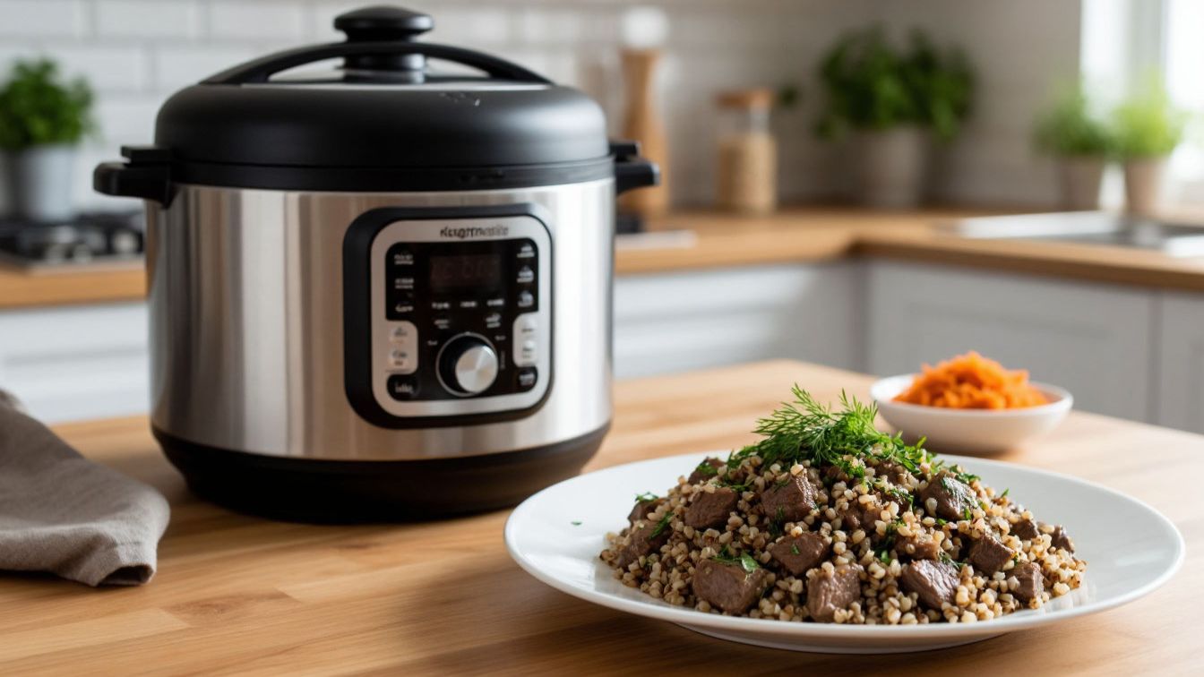 Гречка с тушеной говядиной в мультиварке