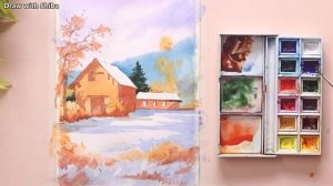 Мастер-класс по рисованию акварелью деревенский дом зимой