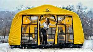 Уютный кемпинг. В палатке как дома. Кемпинг в снегопад. Бушкрафт