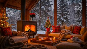 Зимний вечер у камина ❄️✨ Уютная веранда в лесу и рождественское настроение 🎄🔥