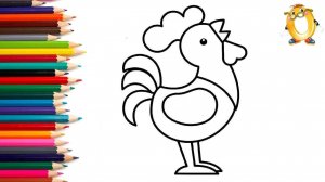 Мультик - раскраска для детей ПЕТУШОК. Учимся как рисовать ПЕТУХА // ОБУЧАШКА ТВ
