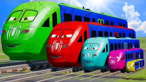 Большой и маленький цветной поезд Человек-паук против поездов | смотреть онлайн