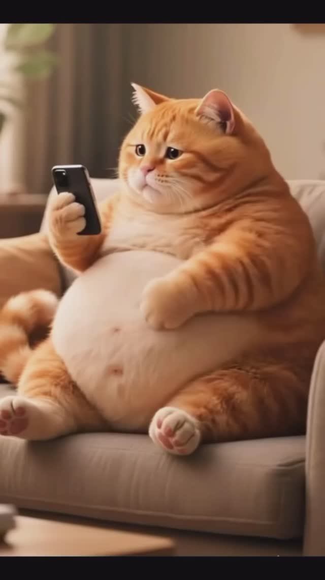 Рыжий кот решил похудеть