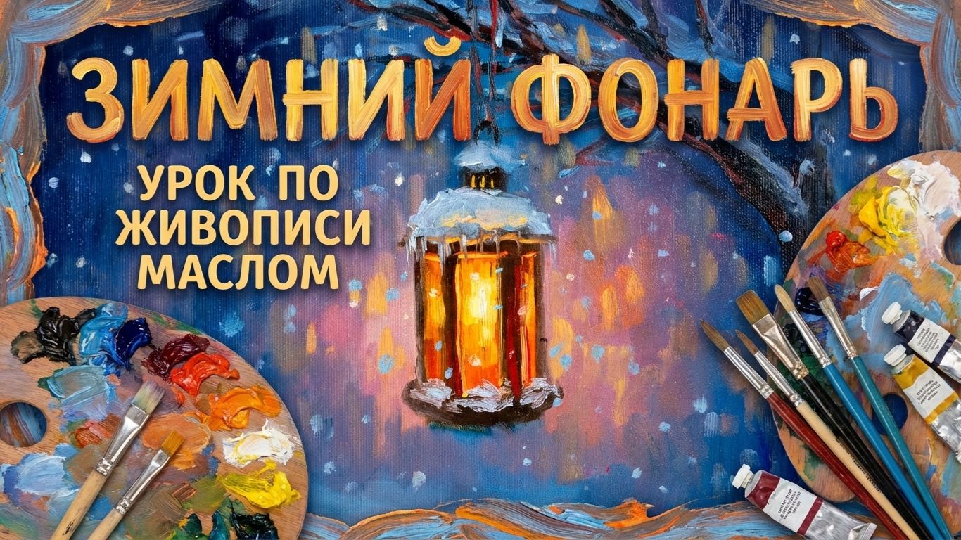 Зимний фонарь мастер-класс по живописи маслом – пошаговый урок смотреть онлайн