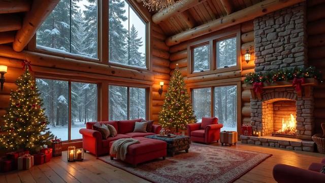 Зимняя сказка, камин, лёгкий джаз, новогоднее настроение, Рождество смотреть онлайн