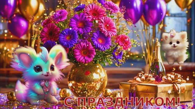 С Днём Рождения! Поздравление КРАСИВАЯ Открытка Видео смотреть онлайн