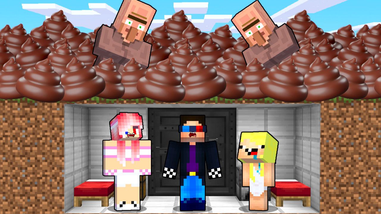 💩ПОСТРОИЛИ БУНКЕР ПРОТИВ КАКАШЕЧНОГО ЦУНАМИ В МАЙНКРАФТ! ШЕДИ ЛЕСКА И НУБИК MINECRAFT смотреть онлайн