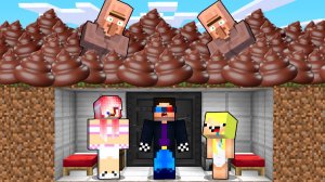 💩ПОСТРОИЛИ БУНКЕР ПРОТИВ КАКАШЕЧНОГО ЦУНАМИ В МАЙНКРАФТ! ШЕДИ ЛЕСКА И НУБИК MINECRAFT