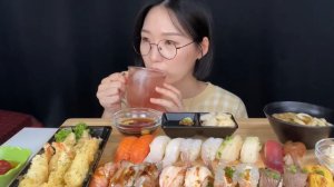 🔥🍲 Мукбанг и Mukbang : ВСЕ ВИДЫ ЛЮБИМЫХ СУШИ! 🍣 От классики до креветок темпура | ASMR
