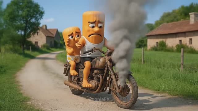 Тунг Тунг Сахур катался на старом мотоцикле, пока его отец не построил суперкар