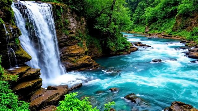 🌿💧 Спокойная лесная атмосфера с тихим течением реки для медитации перед сном и снятия стресса. смотреть онлайн