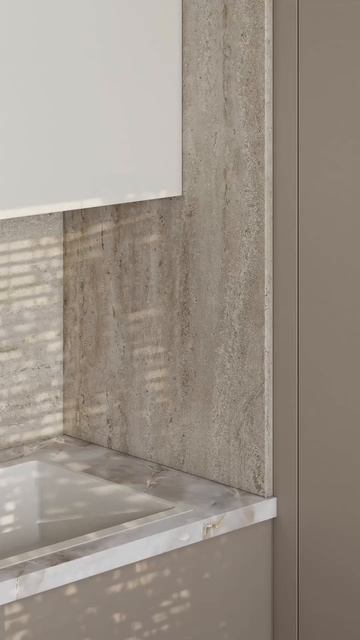 Кухня Меринос функциональное пространство:МДФ PRIME, витрины А-6 Латунь, HPL 38 мм, AvanTech. смотреть онлайн