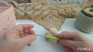 ВЯЖЕМ БАКТУС ИЛИ ШАЛЬ КРЮЧКОМ //  УЗОР ЛИСТИКИ // ЛЕГКО И ПРОСТО___