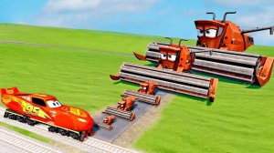 ТРАКТОРЫ Молинии Маквин против ПОЕЗДА! - Beamng.DRIVE