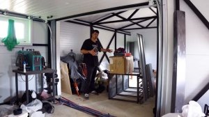 Гаражный комплекс из сэндвич-панелей: гараж, мастерская, хозблок с погребом и навес