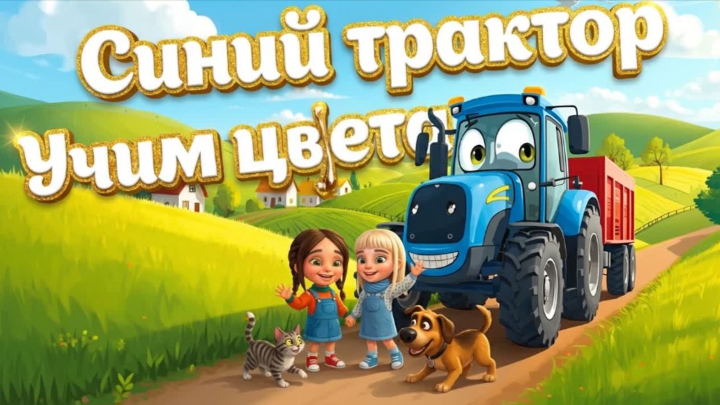 По полям Новый Синий трактор едет к нам - Песенка мультик для детей. Учим цвета. смотреть онлайн