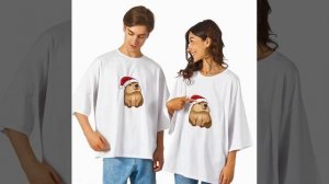 🎄Новогодняя коллекция: капибара на оверсайз футболке — твой стильный образ🎅