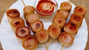 Сосиски в лаваше на шпажке. Вкусно и просто.