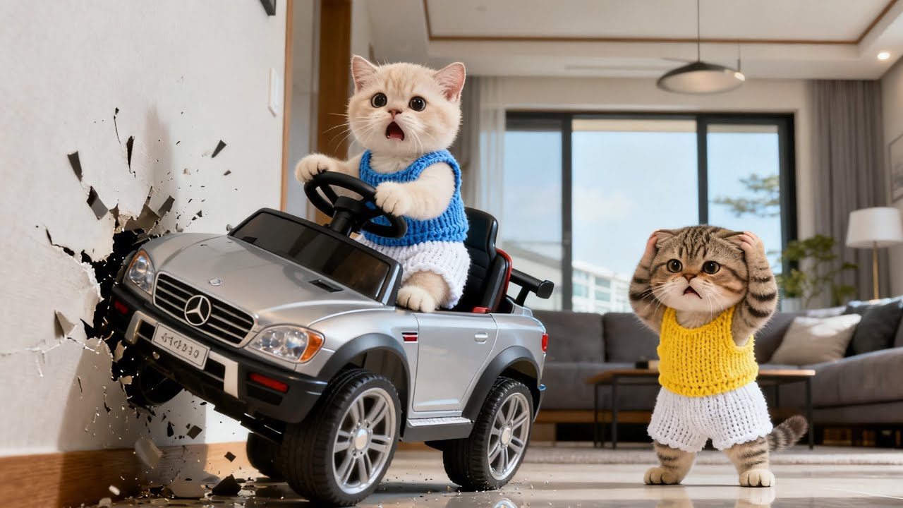 Мультики для детей, котики собрали машинку из конструктора, мультфильм/мультик детям смотреть онлайн