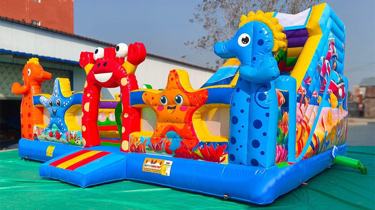 Коммерческий надувной батут «Океан улыбок» 8*6*4 м смотреть онлайн