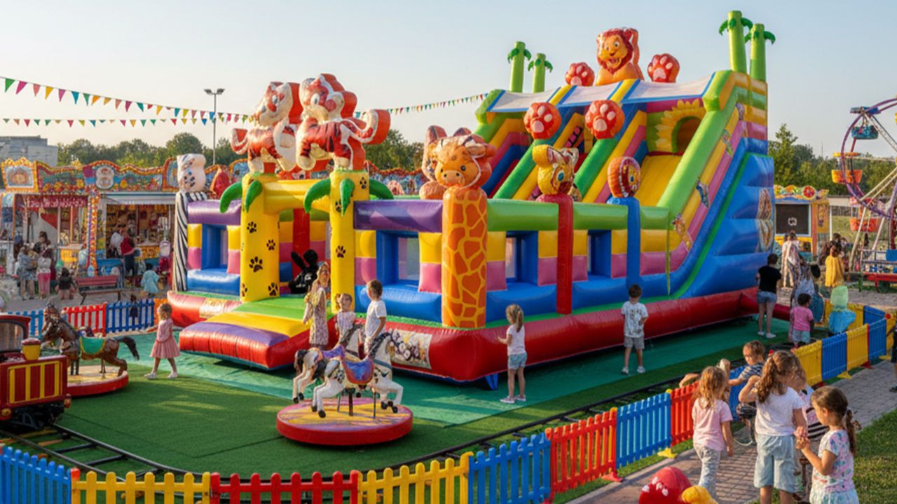 Коммерческий надувной батут «Тигриная страна 6», 10*6*5,5 м смотреть онлайн