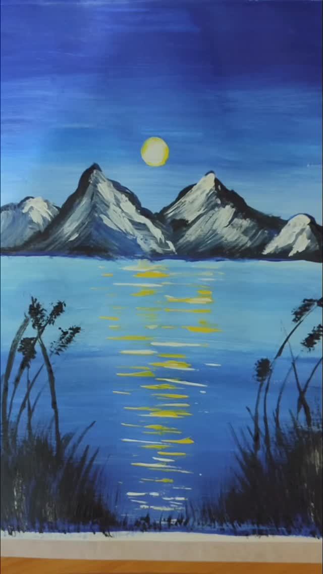 Акриловый пейзаж /Рисование с детьми 🥰#shorts (1)