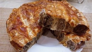 Ленивый пирог с мясом из лаваша. Безумно вкусное блюдо.