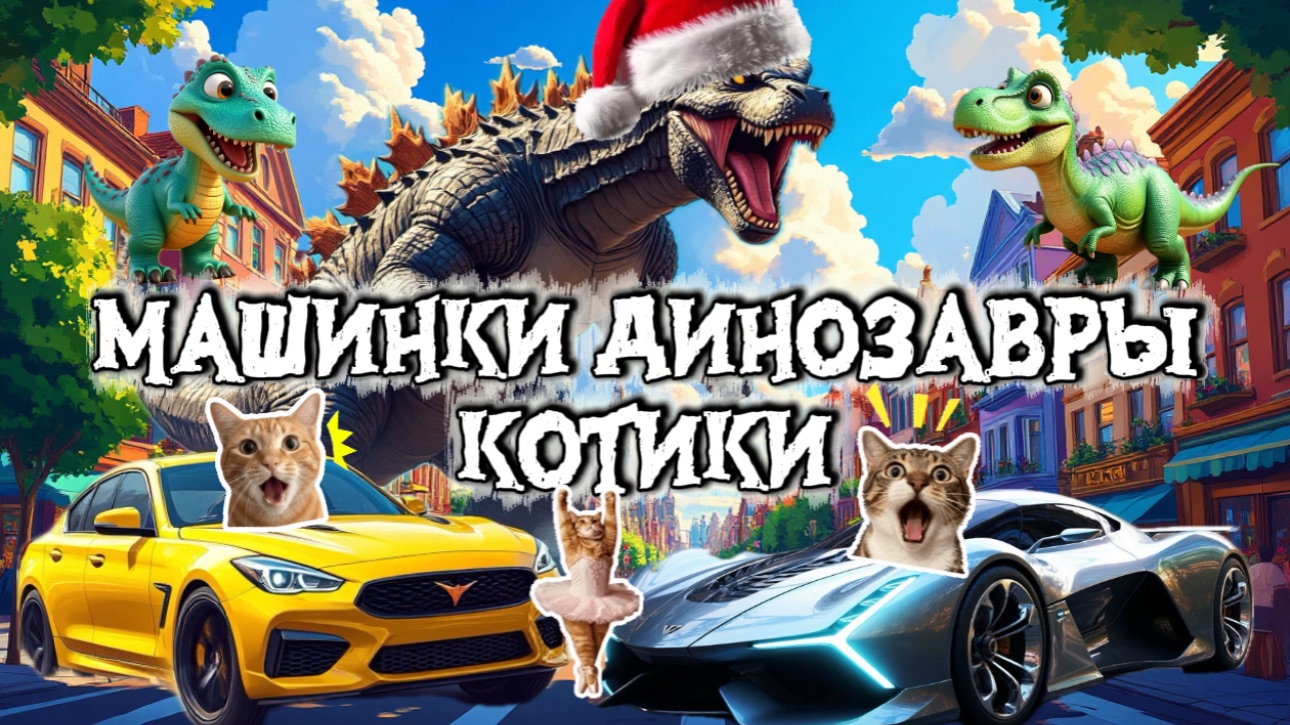 Мультфильмы, Машинки Динозавры Котики, большой сборник