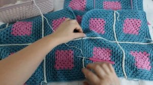 2 способа соединения бабушкиных квадратов