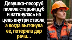 ИСТОРИИ ИЗ ЖИЗНИ/Девушка -лесоруб пилила старый дуб и наткнулась на цепь внутри ствола
