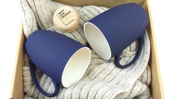 Кружки с soft touch покрытием Sweet темно-синие