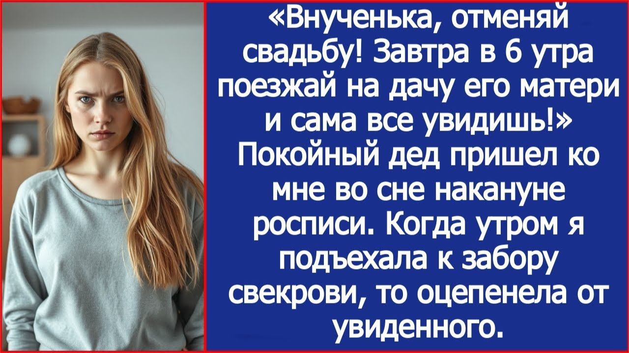 Внучка, отменяй свадьбу! Поезжай на дачу его матери и все увидишь! Покойный дед пришел ко мне во сне смотреть онлайн
