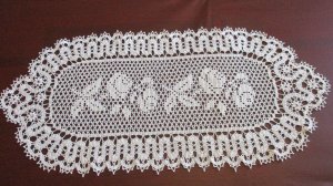 ОВАЛЬНАЯ САЛФЕТКА С РОЗАМИ (филейное вязание и брюггское кружево). ЧАСТЬ 1