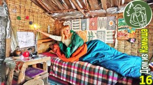 Одна в Домике из камыша с ночевкой во время легкого дождя и сильного ветра | 16
