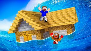 ГИГАНТСКОЕ ЦУНАМИ УНЕСЛО НАШ ДОМ В МАЙНКРАФТ!😱