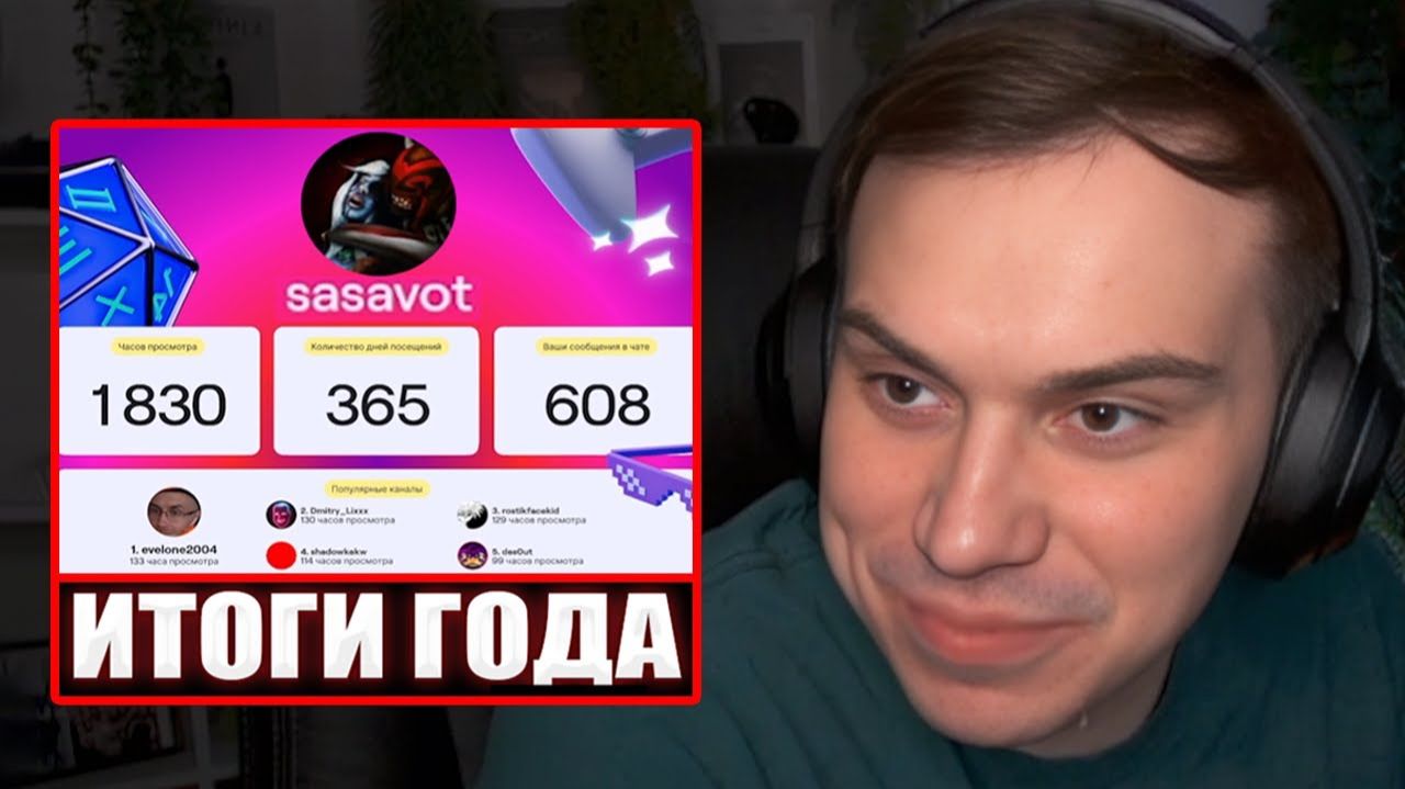 ГЛЕБ СМОТРИТ ИТОГИ 2025 ГОДА на ТВИЧ / Twitch Recap 2025 | Sasavot смотреть онлайн