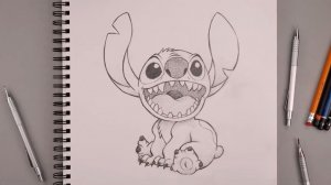 Как нарисовать Стича карандашом