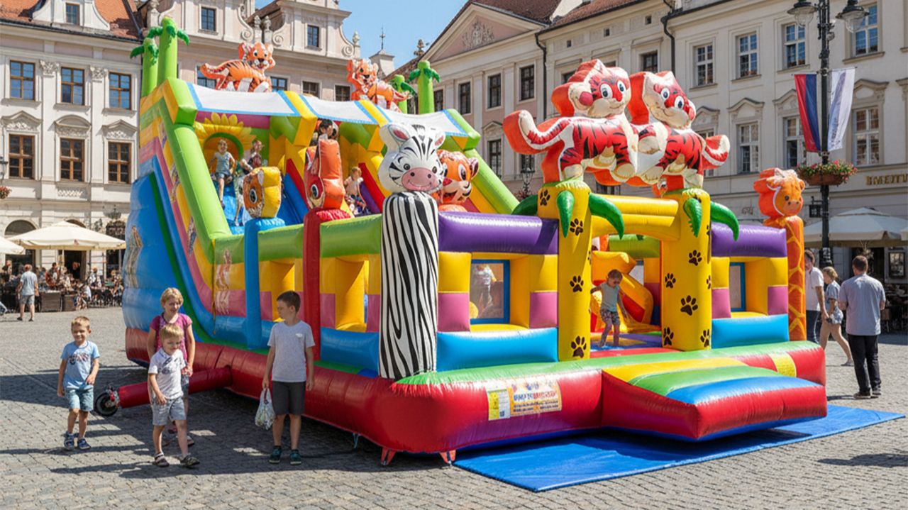 Коммерческий надувной батут «Тигриная страна 4», 10*6*5,5 м смотреть онлайн