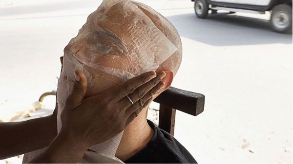 Tingly ASMR Face Massage with Tissue Paper at a Street Barber
