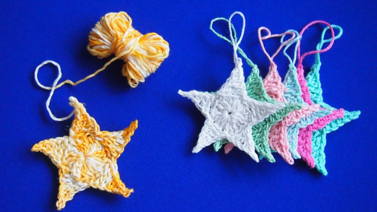 ★Звездочка крючком за 10 минут. Новогодние игрушки крючком вязание для начинающих Урок 174