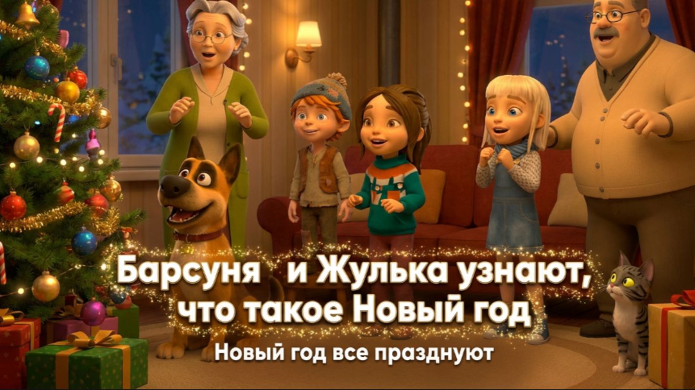 Барсуня и Жулька узнают, что такое Новый год | Добрая новогодняя сказка для детей смотреть онлайн