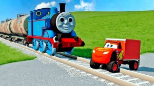 МАКВИН ЗАСТРЯЛ НА ЖЕЛЕЗНОЙ ДОРОГЕ! ОСТАНОВИТСЯ ЛИ ПАРОВОЗИТ ТОМАС! BeamNG_Drive