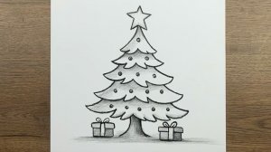 Как нарисовать простую Новогоднюю Ёлку, как нарисовать Новогодний Подарок поэтапно