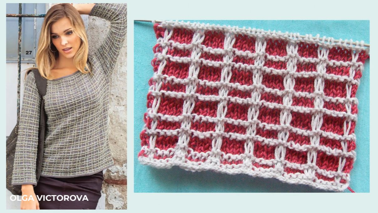 522 РЕЛЬЕФНЫЙ УЗОР В КЛЕТОЧКУ ЛЕНИВЫМ ЖАККАРДОМ Вязание Узоры спицами смотреть онлайн