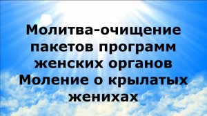 МОЛИТВА-ОЧИЩЕНИЕ ПАКЕТОВ ПРОГРАММ ЖЕНСКИХ ОРГАНОВ. МОЛЕНИЕ О КРЫЛАТЫХ ЖЕНИХАХ #наянабелосвет