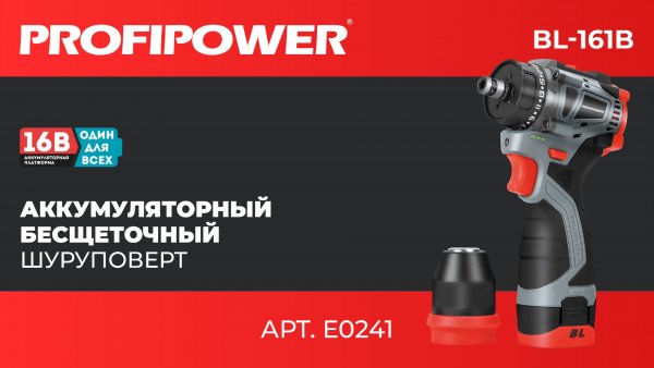Аккумуляторный шуруповерт со съемным патроном PROFIPOWER BL-161B артикул E0241