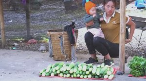 Дуонг. Мама поневоле. Собираю огурцы для продажи и купаю дочку. Стирка и домашние дела. 12 серия