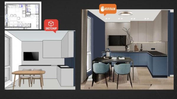 Вебинар "Метод точного рендера интерьера в GPT" - болванка sketchUp + эскизный коллаж