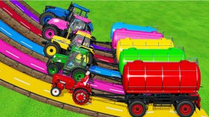 МУЛЬТИКИ ПРО РАЗНОЦВЕТНЫЕ БОЛЬШИЕ И МАЛЕНЬКИЕ ТРАКТОРА И МАШИНКИ ДЛЯ ДЕТЕЙ 🚜 КАТАЕМСЯ И ПРЫГАЕМ 🚜